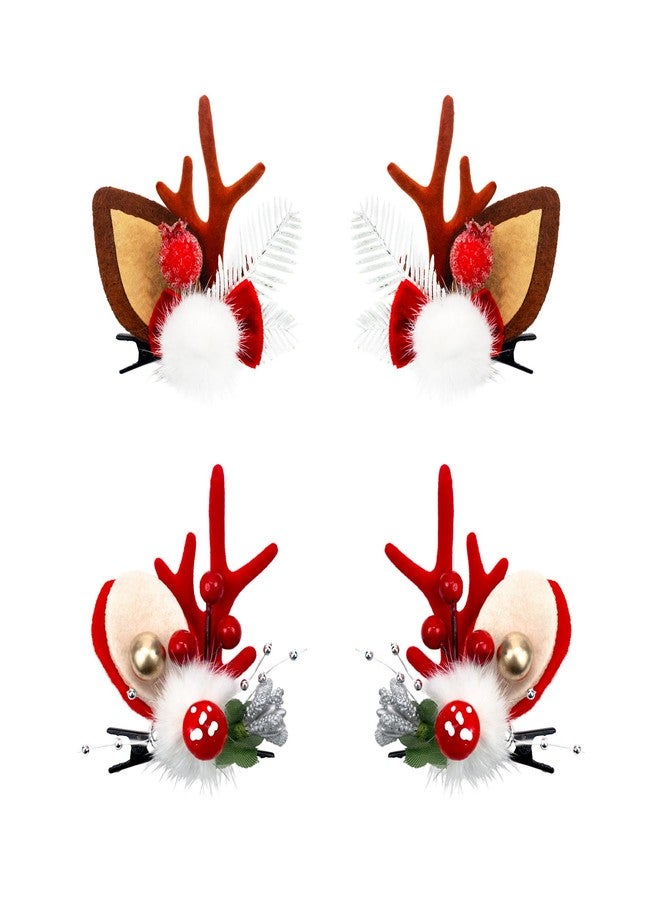 TOECWEGR Deer Antler Headbands Christmas Flower Branches Hair Clips Hoop Reindeer Antlers Headband Photo Shoot Forest Holiday Beauty Headdress - Image 1